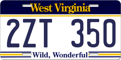 WV license plate 2ZT350