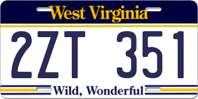WV license plate 2ZT351