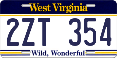 WV license plate 2ZT354