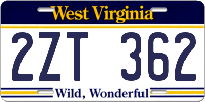WV license plate 2ZT362