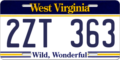 WV license plate 2ZT363