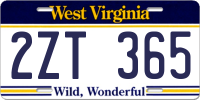 WV license plate 2ZT365