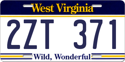 WV license plate 2ZT371