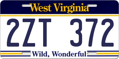 WV license plate 2ZT372