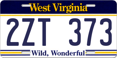WV license plate 2ZT373