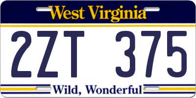 WV license plate 2ZT375