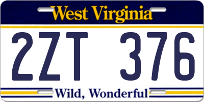 WV license plate 2ZT376