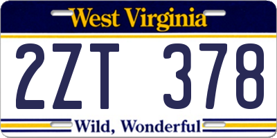 WV license plate 2ZT378