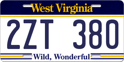WV license plate 2ZT380