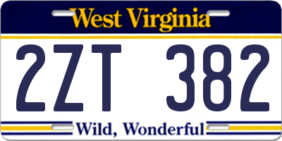 WV license plate 2ZT382