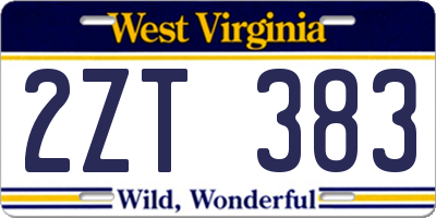 WV license plate 2ZT383