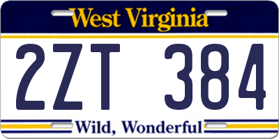 WV license plate 2ZT384
