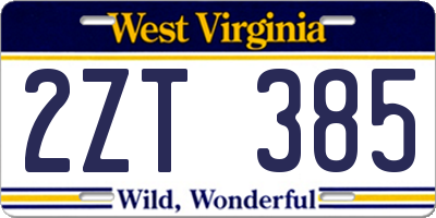 WV license plate 2ZT385