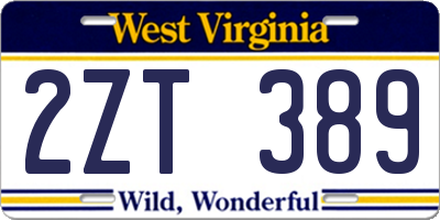 WV license plate 2ZT389