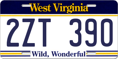WV license plate 2ZT390