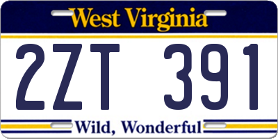 WV license plate 2ZT391