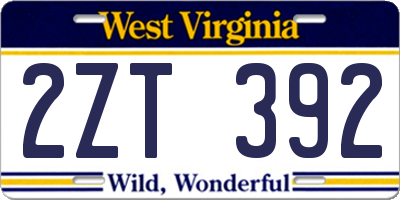 WV license plate 2ZT392