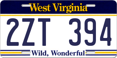 WV license plate 2ZT394