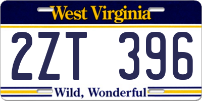WV license plate 2ZT396