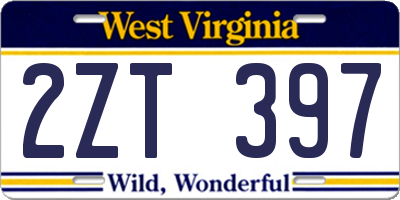 WV license plate 2ZT397