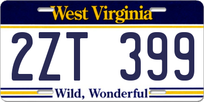 WV license plate 2ZT399