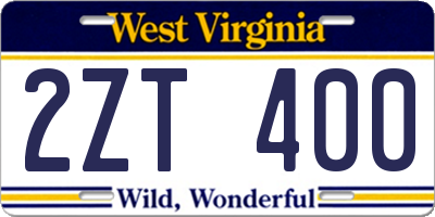 WV license plate 2ZT400