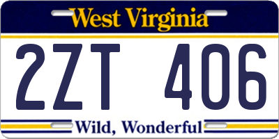 WV license plate 2ZT406