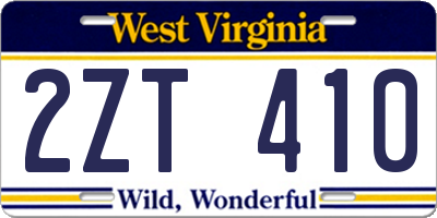WV license plate 2ZT410
