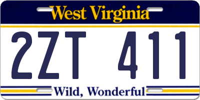 WV license plate 2ZT411