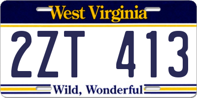 WV license plate 2ZT413