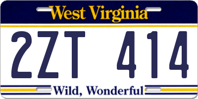 WV license plate 2ZT414