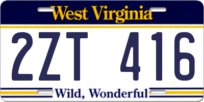 WV license plate 2ZT416