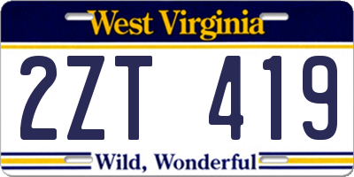WV license plate 2ZT419