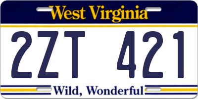 WV license plate 2ZT421