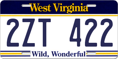 WV license plate 2ZT422