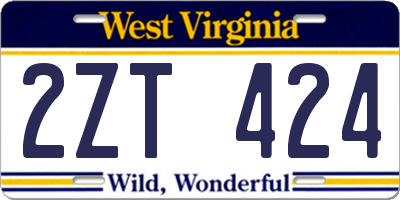 WV license plate 2ZT424