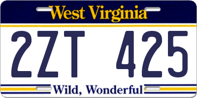 WV license plate 2ZT425