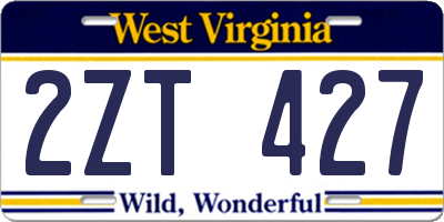 WV license plate 2ZT427