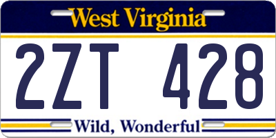 WV license plate 2ZT428