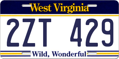 WV license plate 2ZT429