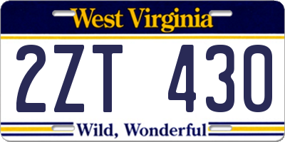 WV license plate 2ZT430