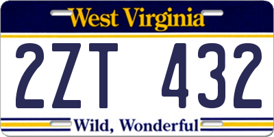 WV license plate 2ZT432