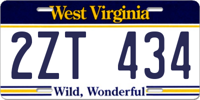 WV license plate 2ZT434