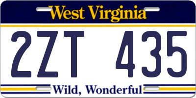 WV license plate 2ZT435