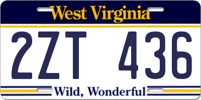 WV license plate 2ZT436