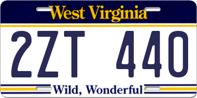 WV license plate 2ZT440