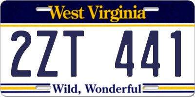 WV license plate 2ZT441