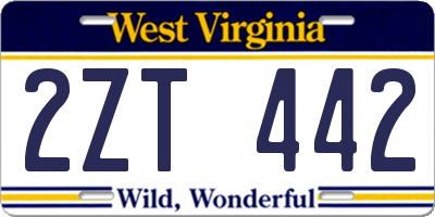 WV license plate 2ZT442