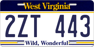 WV license plate 2ZT443