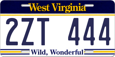 WV license plate 2ZT444